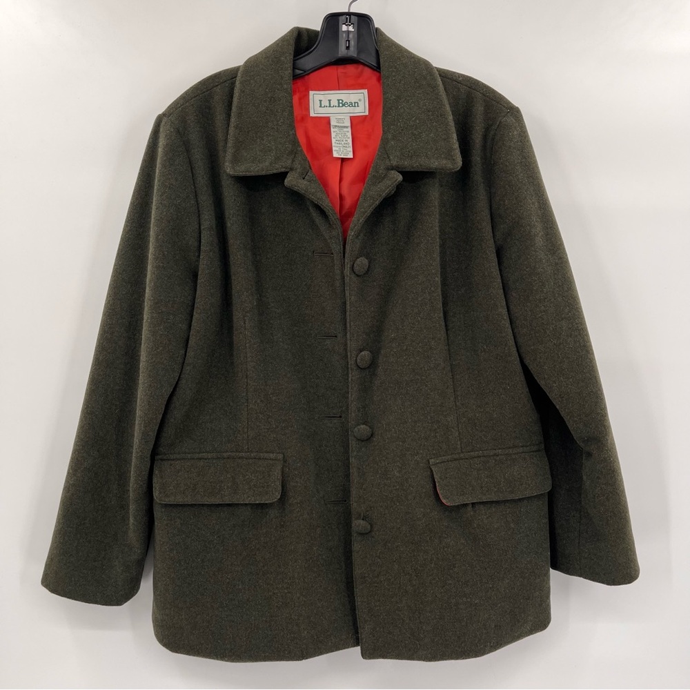 L.L. Bean Women’s Wool Cashmere Blend Olive Green Blazer Jacket Size Medium